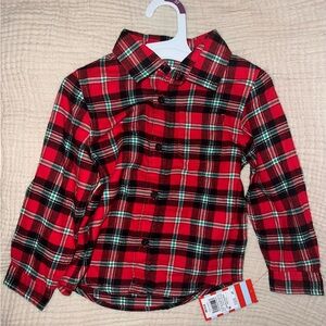 Cat & Jack Red Plaid Button Down Shirt